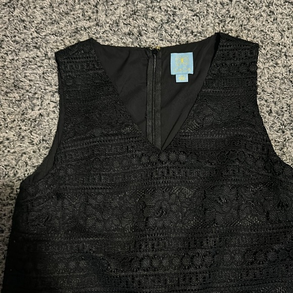 Woman’s knit Cece dress. In black with layered pleated bottom. Size 10p. - Picture 3 of 6